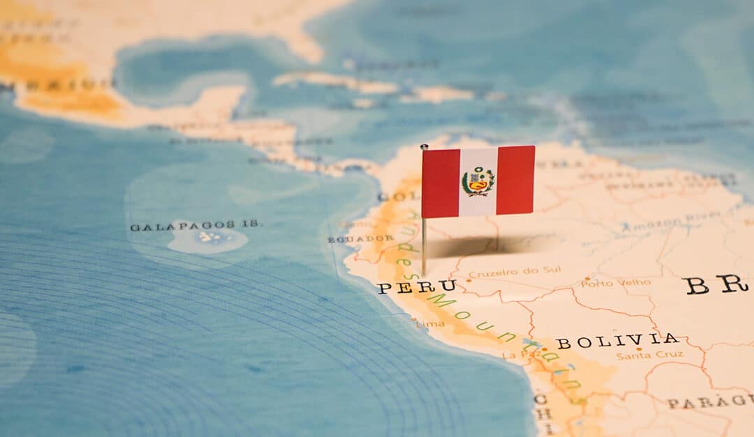 The Flag of Peru on the World Map