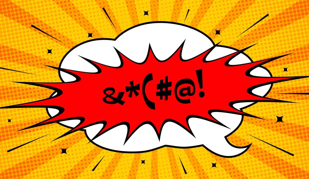 Comic Book style word bubble with symbols representing swear words