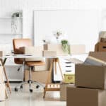 Modern office being packed up for a corporate relocation
