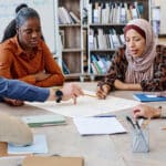 Group of international students in a language learning class